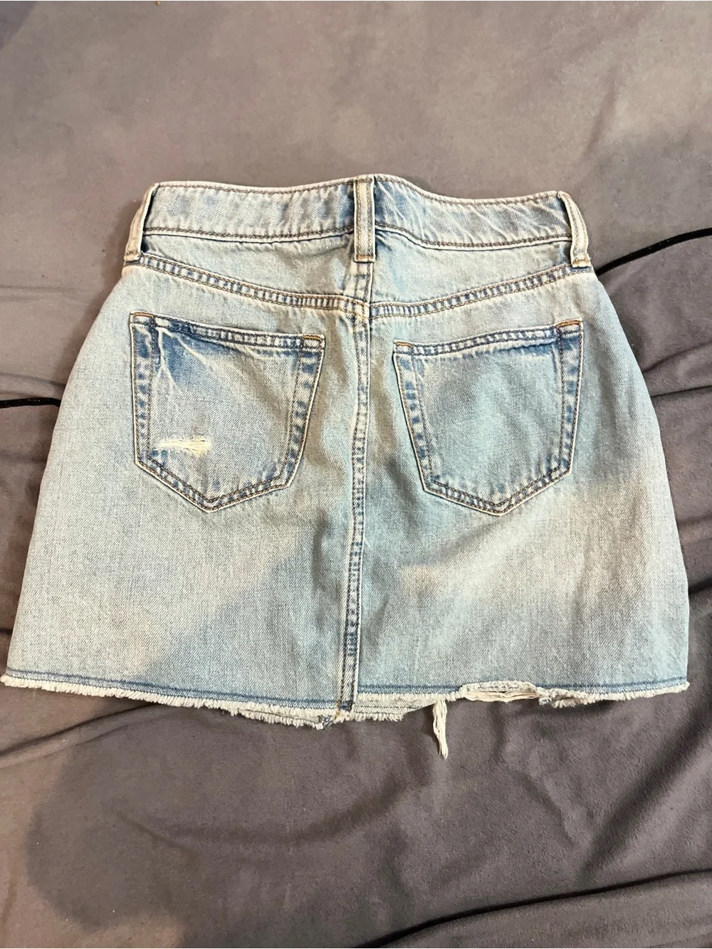GAP Light Blue Distressed Denim Mini Skirt